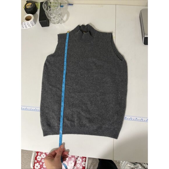 Bellina Italian-Made Wool-Cashmere Sleeveless Mockneck Sweater Women’s Size M - Picture 7 of 7